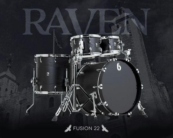 BDC Raven Fusion 22" 4pc Shell Pack - Black Satin Ash