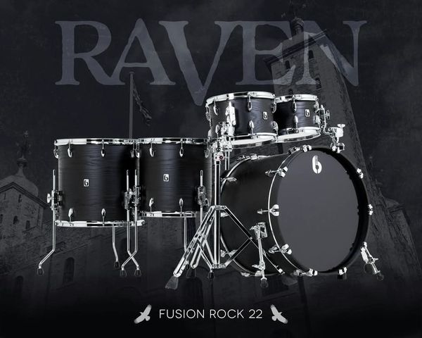 BDC Raven Fusion Rock 22" 5pc Shell Pack - Black Satin Ash