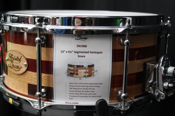 Ex-Demo Bristol Drum Co. Segmented Harlequin 13" x 6.5" Snare Drum