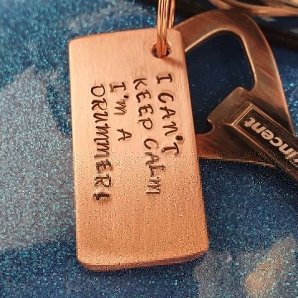 'I CAN'T KEEP CALM I'M THE DRUMMER' Solid Metal Plate Key-ring