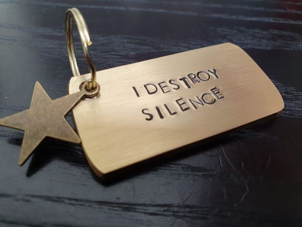 'I DESTROY SILENCE' Solid Metal Plate Key-ring