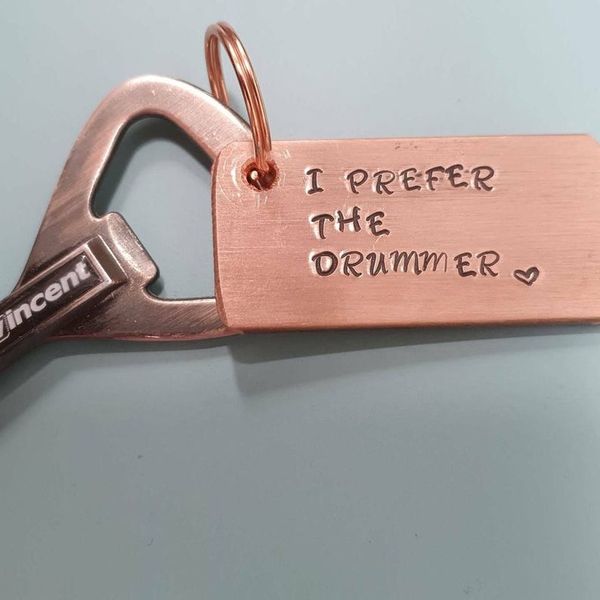 'I PREFER THE DRUMMER' Solid Metal Plate Key-ring