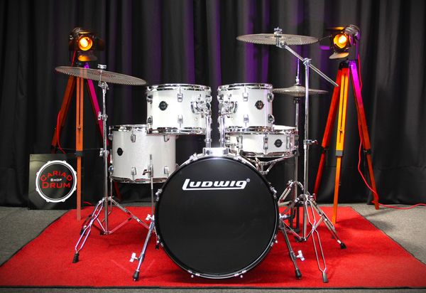 Ludwig Accent Fuse 20" 5pc Converted Low Volume Practice Kit - Silver Sparkle