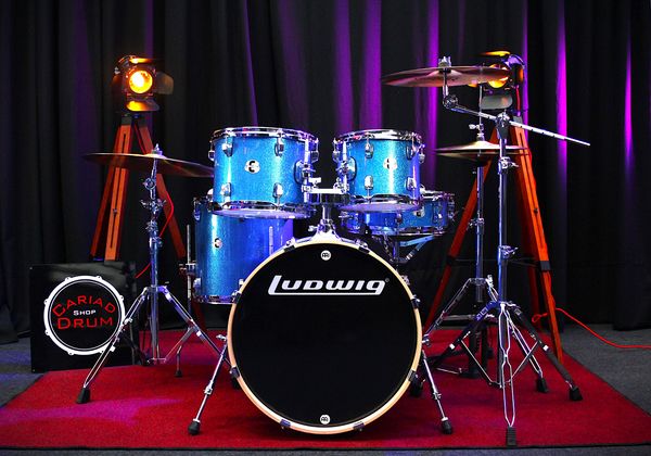 Ludwig Element Evolution 5pc Drum Kit w/ Cymbals & Hardware - Blue Sparkle