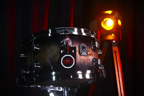 Natal Mappa Burl 13" x 7" Snare Drum - Black Smoked Gloss