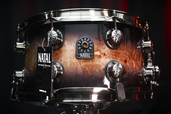 Natal Mappa Burl 13" x 7" Snare Drum - Black Smoked Gloss