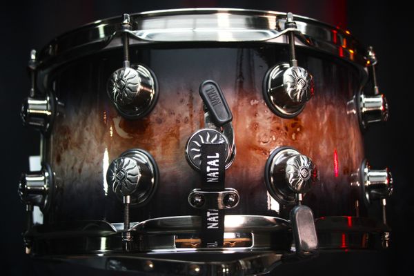 Natal Mappa Burl 13" x 7" Snare Drum - Black Smoked Gloss