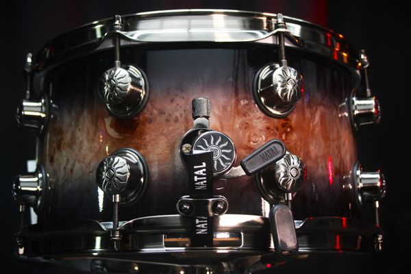 Natal Mappa Burl 13" x 7" Snare Drum - Black Smoked Gloss
