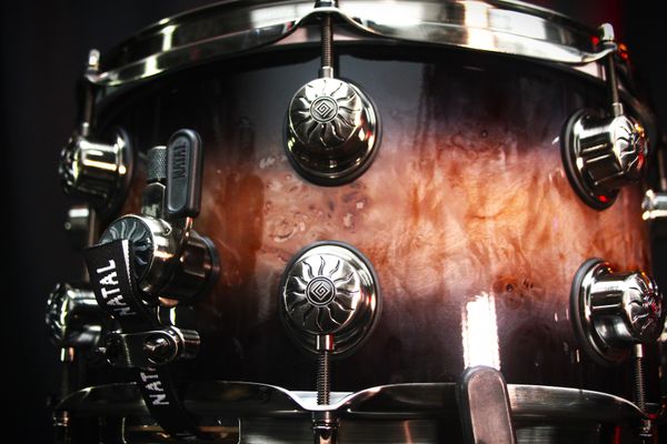 Natal Mappa Burl 13" x 7" Snare Drum - Black Smoked Gloss