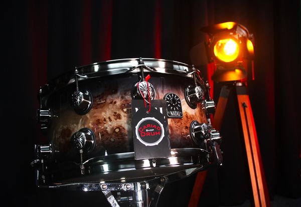Natal Mappa Burl 14" x 7" Snare Drum - Black Smoked Gloss