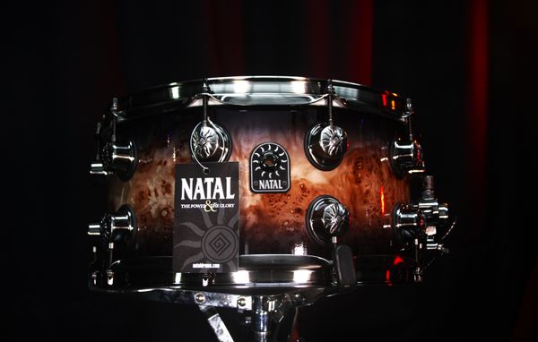 Natal Mappa Burl 14" x 7" Snare Drum - Black Smoked Gloss