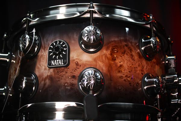 Natal Mappa Burl 14" x 7" Snare Drum - Black Smoked Gloss