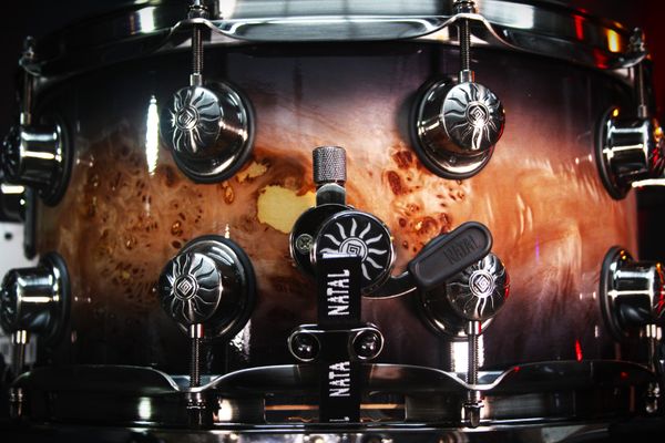 Natal Mappa Burl 14" x 7" Snare Drum - Black Smoked Gloss