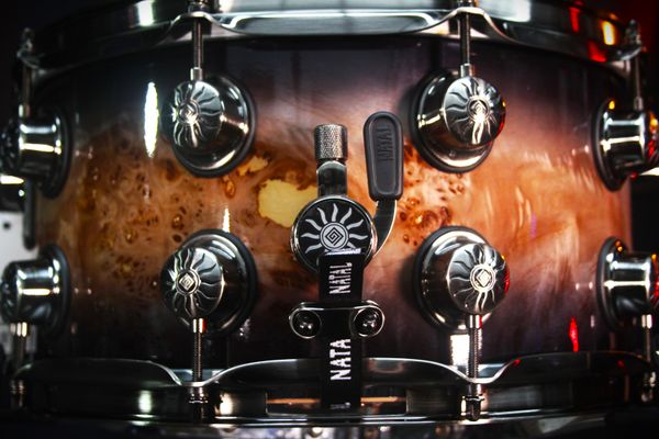 Natal Mappa Burl 14" x 7" Snare Drum - Black Smoked Gloss